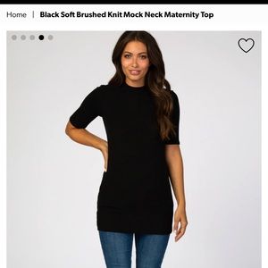 Black Soft Brushed Knit Mock Neck Maternity Top